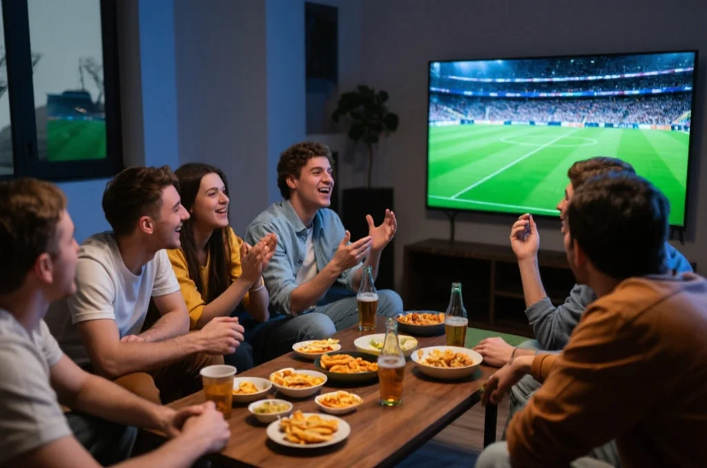 朋友们一起观赛