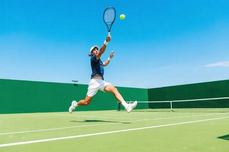 网球运动员在比赛中击球